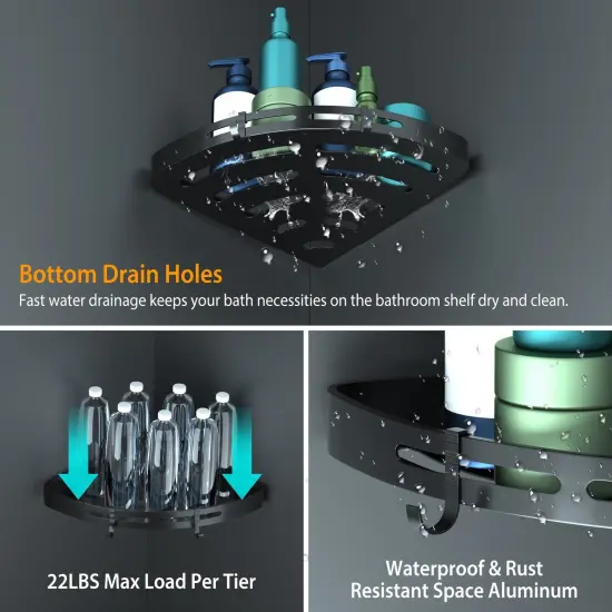 2Pcs Corner Shower Caddy Shelf Adhesive Bathroom Storage Racks {2}