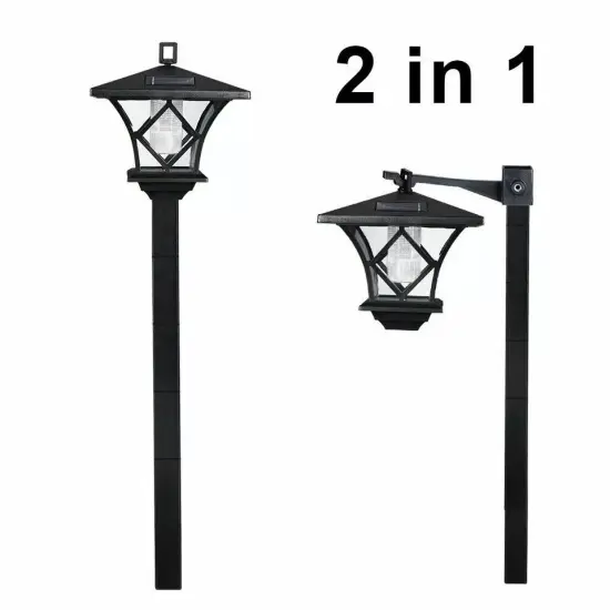 Solar Power Light Lamp Post Lantern 2-in-1 Yard Stake Outdoor Garden Lighting 5' {6}