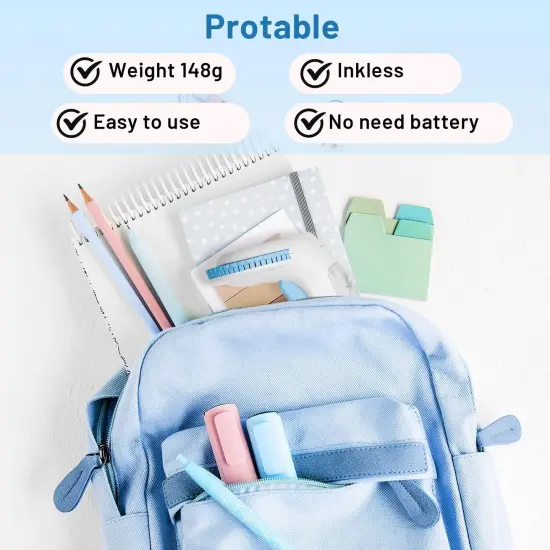 Embossing Label Maker Machine with Tapes, Portable Retro Embossed Label Maker, Vintage Mini Embosser Labeler, Handheld Label Printer for Home, Office and Outdoor, Blue {5}