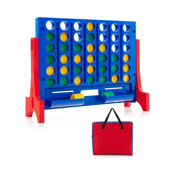 Jumbo 4-to-Score Connect Game Set with Carrying Bag and 42 Coins Red {3}