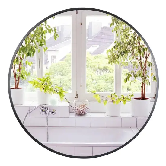 24" Metal Frame Round Wall Mirror for Bathroom Vanity Wall Decor Circle Mirror {2}