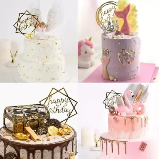 12 Glitter Birthday Cake & Cupcake Toppers - Party Dessert Decoration Supply {1}