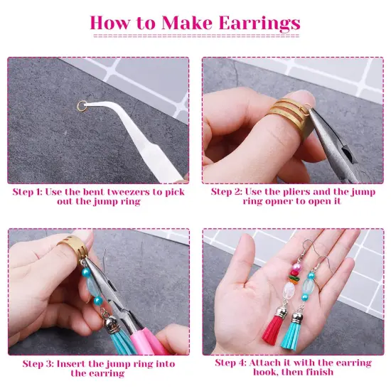 1400 Pieces Earring Hooks, Making Kit with 200pcs Ear Ring 1000pcs Jump Rings, Backs and Jewelry Pliers for Supplies Findings {5}