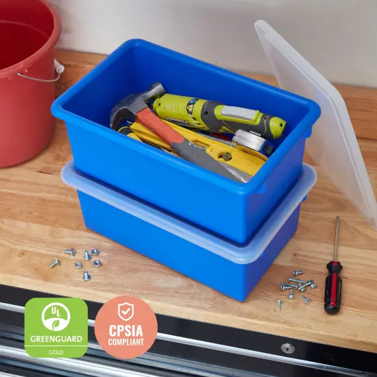 Cubby Storage Bin with Lid, Multipurpose Organization, 10-Pack Blue {6}