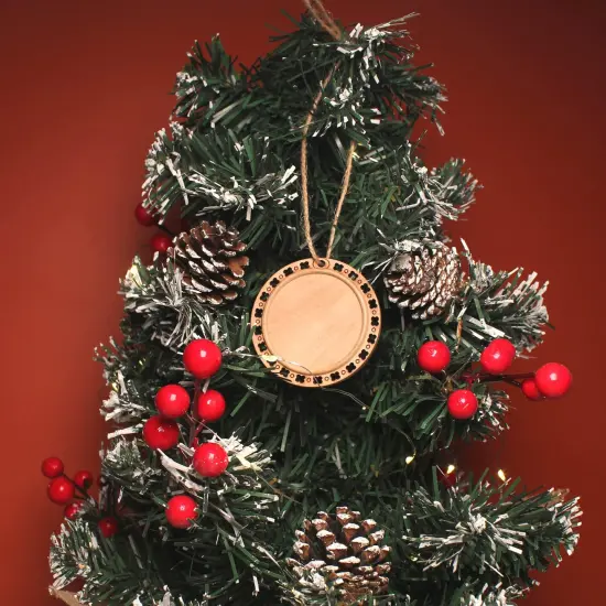 20 Pieces 2.16 inches Natural Wood Slices Craft Unfinished Wood kit Predrilled with Hole Wooden Circles for DIY Crafts Wedding Decorations Christmas Ornaments Arts Wood Slices {3}