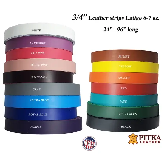 3/4 Inch Leather Strips Latigo 6-7oz (2.4 - 2.8 mm) up to 96" Long - Belts - Collars - Leashes - Purse Straps - Guitar Straps - Hat Bands {2}