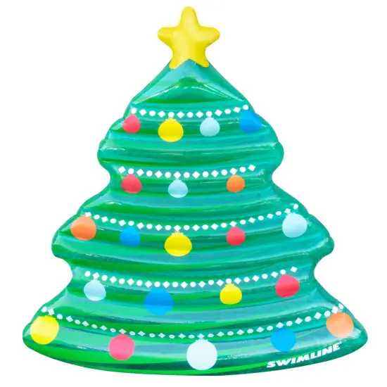 Swimline 70" Christmas Tree Inflatable Pool Mattress Raft Green {1}