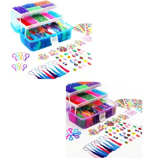 Loom Rubber Bands Bracelet Kit - 15,000+ Bands for DIY Crafting Blue {7}