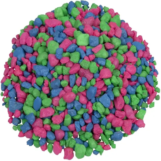 Aquarium Gravel, Pink/Green/Blue Fluorescent, 5-Pound, Bag Pink/Green/Blue Fluorescent, 4 X 5 X 9 Inches ; 5 Pounds White Frost {5}