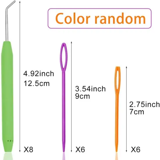 Loom Knit Hook Set, Crochet Needle Hook Kit, 8 Pcs Green Knitting Loom Hooks with 12 Pcs Colorful Plastic Sewing Needles for Knitting Looms Knitting Boards {3}