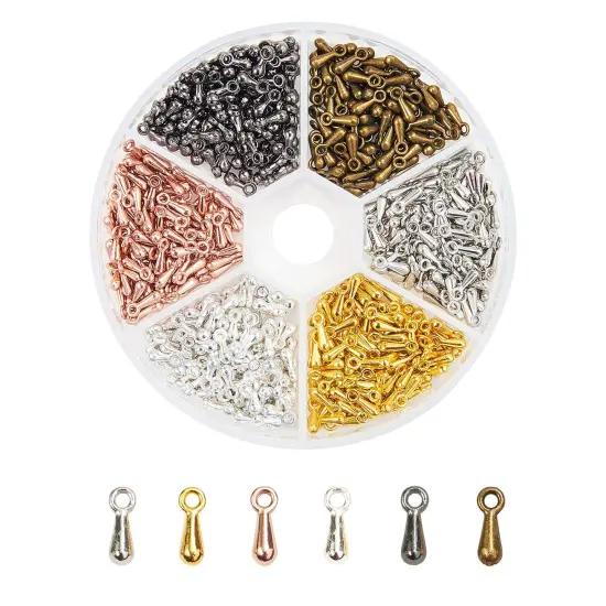 600 Pieces Alloy Extender Chain Terminator Charm Tear Drop Dangle End Beads End Piece for DIY Jewelry Findings Necklace Making(6 Colors) {2}