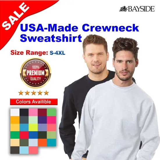 Bayside&reg; USA Made Crewneck Sweatshirt Olive {2}
