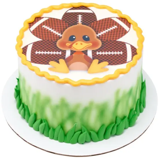 Football Turkey Edible Cake Topper Image 7.5" Round {2}