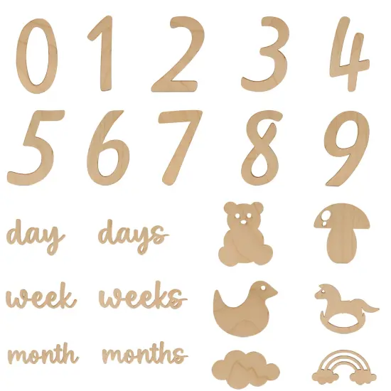 Baby Monthly Milestone Cards, Wooden Number Set of 22 Photo Props | Woodpeckers {2}