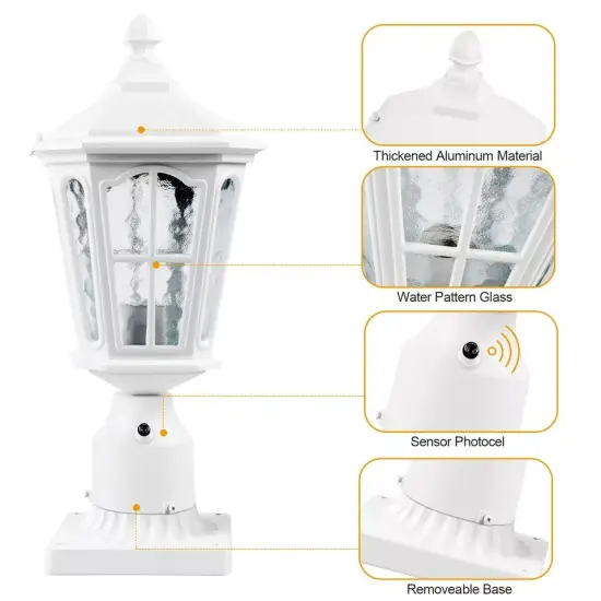 Outdoor Waterproof Post Pole Lantern E26 Base Max 60W Dusk to Dawn Post Lamp {3}