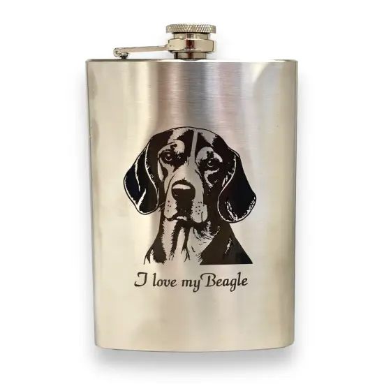 8oz I love my Beagle Stainless Stainless Steel Flask {1}
