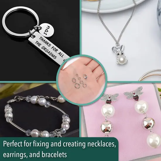 1014 Pieces Open Jump Rings, Silver, 6 Sizes Open Jump Rings for Jewelry Making, Silver Jump Rings and Lobster Clasps {6}