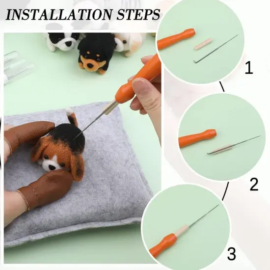 Needle Felting Kit,12 Pieces Doll Making Wool Needle Felting Starter Kit with Instruction,Felting Foam Mat and DIY Needle Felting Supply for DIY Craft Animal Home Decoration Birthday Gift {7}