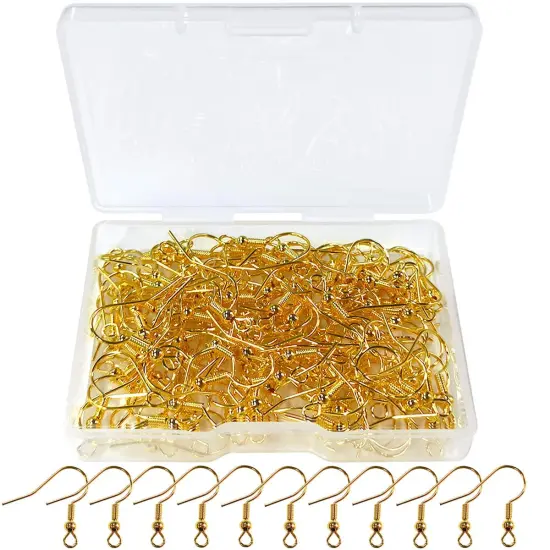 120 Pieces Earring Hooks with Ball and Coil, Hypo Allergenic Plated Gold Ear Wires with Transparent Storage Box, for DIY Jewelry Making {2}