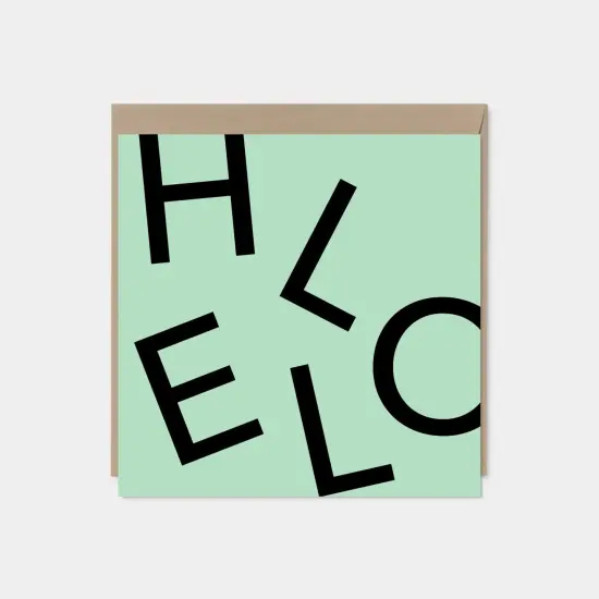 HELLO Square Greeting Card, Mint, {1}