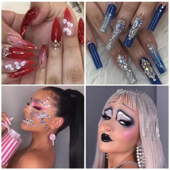 3150 Pieces Clear Nail Gems Silver Face Jewels Tooth Eye Gems-Tiny Glass Nail Diamonds Stone Flatback-Small White Crystals Rhinestone for Acrylic Nails-Craft Gems with Wax Pen HINABTRU {4}