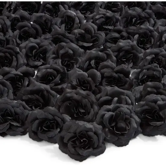 50 Pack Stemless Artificial Silk Roses Black {1}