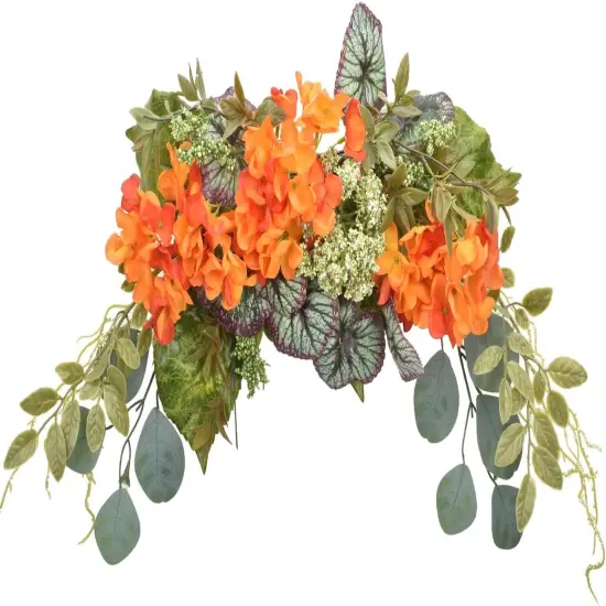 28" Eucalyptus Swag with Hydrangea & Begonia Leaves (Orange) {1}