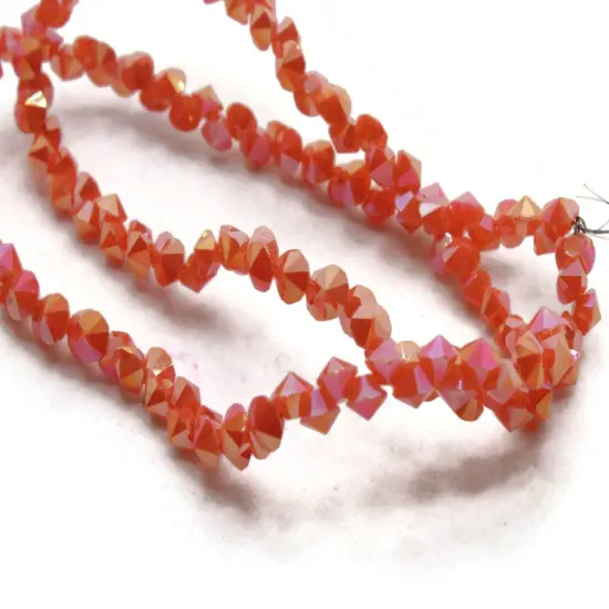 145 3mm Orange Glass Faceted Diamond Shaped Beads Full Strand {2}