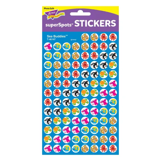 Sea Buddies&trade; superSpots&reg; Stickers, 800 Per Pack, 6 Packs {4}
