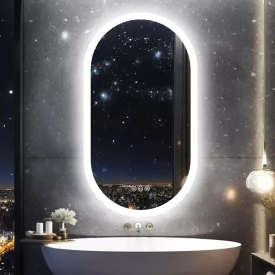 Wisfor Backlit Bathroom Mirror LED Light 3 Colors Anti-Fog Wall Vanity Mirror {7}