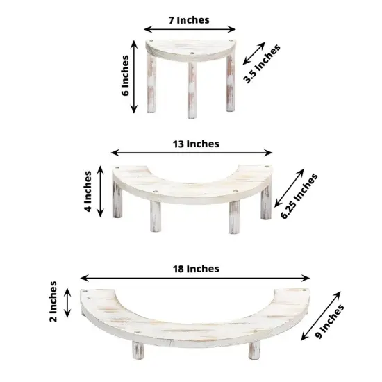 3 Whitewashed 3 Tier Wooden CUPCAKE STANDS Semicircle Dessert Pedestals Events {3}