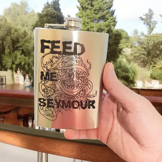 8oz Feed Me Seymour Stainless Steel Flask {5}