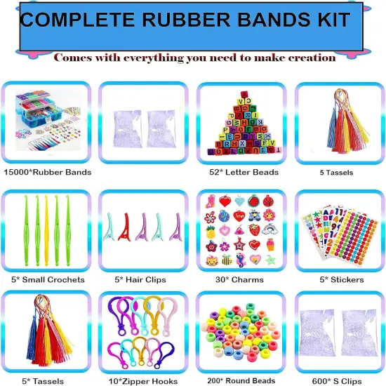 Loom Rubber Bands Bracelet Kit - 15,000+ Bands for DIY Crafting Purple {5}
