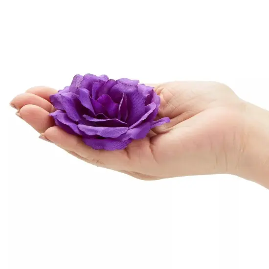50 Pack Stemless Artificial Silk Roses Purple {2}