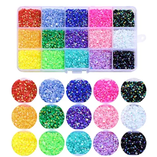 15000 Pieces Nail Art Rhinestones,15 Colors 3mm Flat-Bottomed Round Nail Rhinestones Glitter Crystal Gem Rhinestone,DIY Decoration Accessories {2}