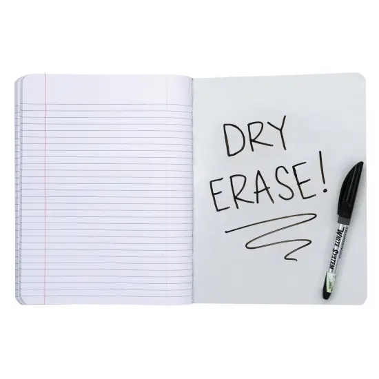Composition Books with Dry Erase Surfaces, Black Marble, 3/8" Ruled w/Margin , 100 Sheets/200 Pages, Pack of 6 {2}