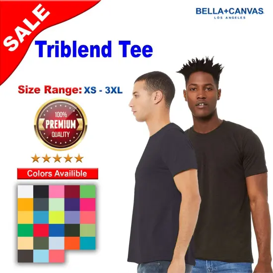 BELLA + CANVAS&reg; Crewneck Short Sleeve Triblend Tee Steel Blue {2}