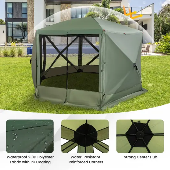 11.5 X 11.5 Ft Pop-up Screen House Tent With Portable Carrying Bag Green {6}