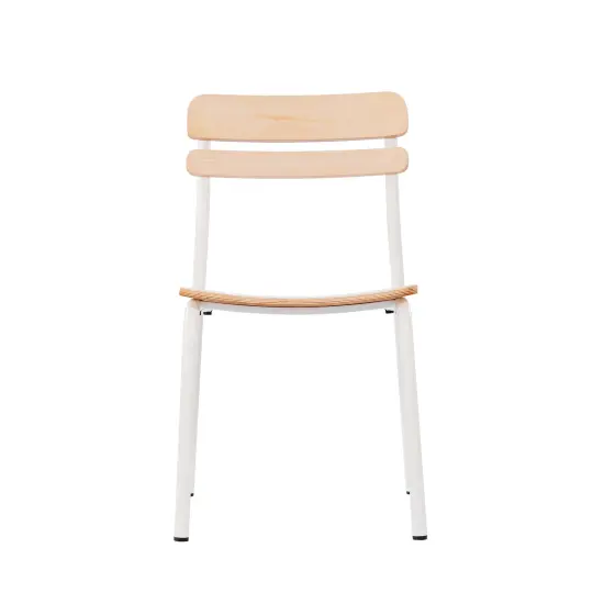 Emma and Oliver Blanchard Dining Chair with Metal Frame and Solid Wood Seat and Back with Antique Finish Antique White {6}