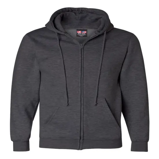 Bayside&reg; USA-Made Full Zip Hooded Sweatshirt Charcoal Heather {1}