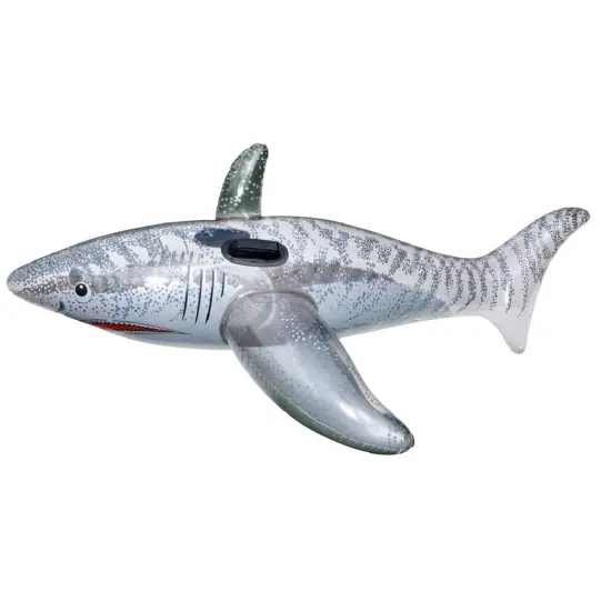 Swim Central 72" Inflatable Gray Ride-On Shark Swimming Pool Float {1}