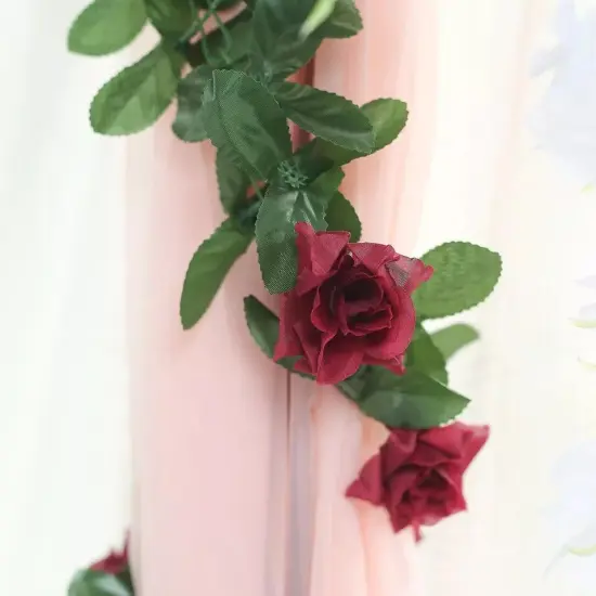 6 ft 3D Burgundy Chain SILK ROSES Garland Wedding Flowers Bouquets {5}
