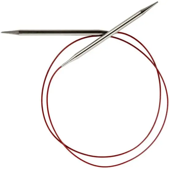 FBA_CG-7040-1 Red Lace Circular 40-Inch (102Cm) Stainless Steel Knitting Needle; Size US 1 (2.25Mm) 7040-1, Silver {1}