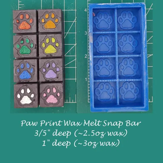 Paw Prints Wax Melt Snap Bar Silicone Mold {1}