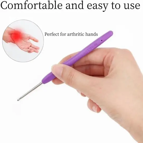 10Pcs Crochet Hooks Set,Small Crochet Hooks,Lace Crochet Hooks Set,Ergonomic Handle Lace Crochet Hooks Set for Arthritic Hands (0.6Mm-2.75Mm) Purple {5}