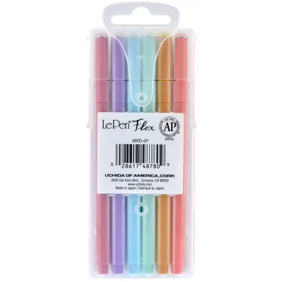 LePen&reg; Flex Marker, Brush Tip, Pastel, 6 Per Set, 2 Sets {2}