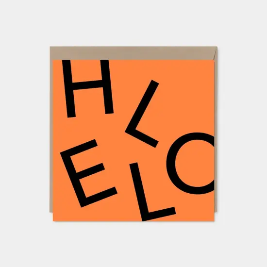 Orange HELLO Square Greeting Card, {1}