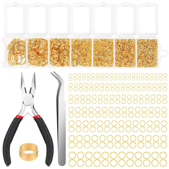 1500 Pieces Gold Jump Rings for Jewelry Making, Jewelry Necklace Repair Kit with Jewelry Making Supplies and Jewelry Pliers for Bangle Charms, Earrings and Nail Piercing {2}