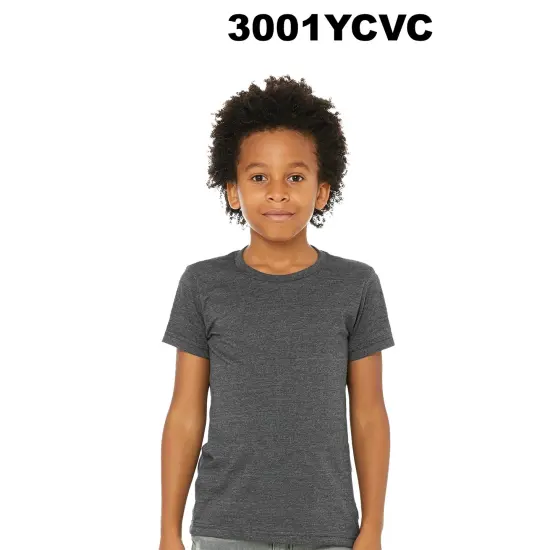 BELLA + CANVAS&reg; Youth CVC Jersey Crew Neck Tee - 3001YCVC Heather clumbia blue {4}