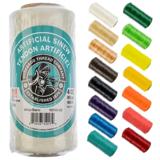 Gudebrod 70lb. 5-Ply Artificial Sinew Thread, 150yd. | Made in USA White {1}